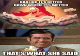 DARLINGITS BETTER DOWN WHERE ITS WETTER THATS WHAT SHE SAID