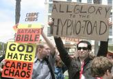 ALLGLORY CARPE CHAOS TO THE SATAN'S BIBLE GOD HATES CARPE CHAOS Fred Phelps San Diego Comic-Con protest event