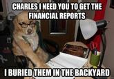 CHARLESI NEED YOU TO GET THE FINANCIAL REPORTS IBURIEDTHEMINTHE BACKYARD
