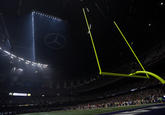 The Superdome is seen after the lights went out during the second half of NFL Super Bowl XLVII football game Sunday, Feb. 3, 2013, in New Orleans. (AP Photo/Marcio Sanchez)