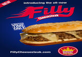 introducing the all-new heesesteal LIMITED TIME ONLY FillyCheesesteak.com OVAL BURGEFR est. 1953