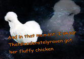 And in that moment, I swear Tharsmoderatelyraven got her fluffy chicken