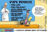 POPE FRANCIS PPO-LIFE PRO CELIBACY ANTI-SAME SEX MARRIAGE NO WOMEN PRIESTS ORTHODOX VIEWS I've JUST BeeN HANDeD A BULLeT㈧- THe POPe is CATHOLIC 6),W VERG SCIENTISTS CONFIRM: BEARS "GO" IN WOODS
