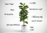 it is 420 blaze it faget #yolo bob marly sur is gr8 f-- da poliece i 420 evry day i am 12 i old enuf dats some dANK bud ilegal o well