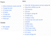 Ammo Firearms NEW125mm BK-14M high-explosive anti-tank warhead se . Defense Distributed Liberator pis 12 gauge flare pistol .22 compact pistol 22 electric 22 single shot .Auditor wrist gun 125mm Bm15 APFSDS round NE .22LR assembly .223 round .357 Magnum cartridge Ne 375 H&H casing 44 Magnum casing Practice gun .44 special lead cavity bullet mold N 5.56 NATO 50 BMG casing 5.7x28mm casing 7.62x39 Lapua casing Grenades . Basic grenade F-1 Russian · 3x18 Makarov round Neu · 3x19 casing Accurate cartridges Neu