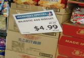 에, IJES I IC MANAGERS SPECIAL MAJESTIC ASS BISCUIT $5.69 $4.99 28.20Z 美之派什錦餅 MADE I RN