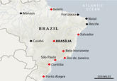 ATLANTIC OCEAN ◆Belem ◆ Manaus Fortaleza ◆ ◆ Natal ◆ Recife BRAZIL ◆ Salvador ◆Cuiabá ◆BRASILIA ◆ Belo Horizonte Sao Paulo ◆ Rio de Janeiro ◆ Curitiba ◆ Porto Alegre 500 MILES