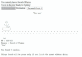 You currently have a Sword of Flames. You're in the pink! Ready for fighting! Go for an epic quest Destination: The peaceful forest The sea No/ Weapon Sword of lames You You found 0 candies Things found will be your only i you finish the quest without dying