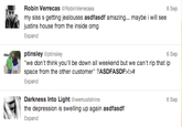 8 Sep Robin Verrecas@RobinVerrecass my siss s getting jealousss asdfasdf amazing... maybe i will see justins house from the inside omg Expand 6 Sep ptinsley @ptinsley we don't think you'll be down all weekend but we can't rip that ip space from the other customer" ?ASDFASDF! Expand 6 Sep Darkness Into Light @wemustshine the depression is swelling up again asdfasdf Expand