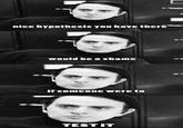 nice hypothesis you have there would be a shame ifsomcone were to TESTIT
