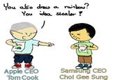 ou aso drew a rainbow! You idea stealer ? Apple CECO Tom Cook Samsuing CEO Chol Gee Sung