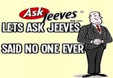eevesa LETS ASK JEEVES SAD NOONE EVER