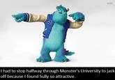 Do I even have to say anything? I had to stop halfway through Monster's University to j------- because I found Sully so attractive.