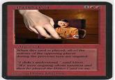 When this card is played, all of the actions of the opposing player during the previous turn are negated I didn't understand"said Mirri We were arguing about taxation nd then he played the Hitler Card on me. Dauny Mottison