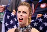 SOCHI, RUSSIA - FEBRUARY 08: Ashley Wagner of the United States reacts to her score after competing in the Figure Skating Team Ladies Short Program during day one of the Sochi 2014 Winter Olympics at Iceberg Skating Palace on February 8, 2014 in Sochi, Russia. (Darren Cummings / Pool / Getty Images)