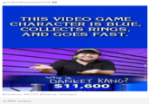 gordonfreeman234。 THIS VIDEO GAME CHARACTER IS BLUE, COLLECTS RINGS AND GOES FAST. who is DANKEY KANG? $11,600 #Jontron #ECH #Game Grumps 4,409 notes