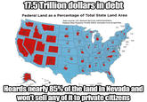 175Trilliondollarsindelt Federal Land as a Percentage of Total State Land Area Data source: U.S. General Services Administrataion, Federal Real Property Profile 2004, excludes trust properties. 13.4 1.1 2.7 7.5 5.6 6.2 1.9 ID 50 2 5.6 10.0 0.8 1.4 0.8 2.5 0.4 0.4 3.1 1.8 2.0 1.7 84 2.0 CA Co 9.9 1.2 5.0 453 5.4 7.4 2.8 1.8 3.6 3.2 AZ 7.2 2.9 NM 7.31.6 1.9 5.1 AK 8.2 500 wontsellanyofto privatecfitizens