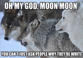 OH MY GOD, MOON MOON YOU CANTJUSTASK PEOPLEWHY THEY'REWHITE