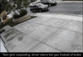 4GIFs .com leen girls carpooling, driver slams the gas instead of brake