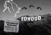 EDWoOD CLICHE NEWSPAPER FLYING SAUCERS SEEN OVER HOLLYWOOD HOLLYWO0D