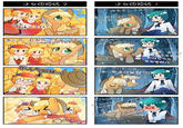 <a href="http://www.pixiv.net/member_illust.php?mode=medium&illust_id=46520848">Source</a>
Thanks Danbooru for the translations!

*Part 1(Right)*
Wriggle: Applejack, why are you sad?
Applejack: New audiences mistook me for a boy again.

Applejack: I'm a teenage girl just like the others...
Wriggle: I see, i am always mistaken for a boy as well. As a girl, i do feel your pain.

Applejack:Yeah, you boys... WHAT?! YOU ARE A GIRL?!

Applejack: I didn't mean it... I mean, you look like a boy... Uhh... No, no no no, i mean i didn't realize that... Sorry~ my mistake...

*Part 2(Left)*
Minoriko: Applejack, feeling down?

Applejack: Despite being one of the six protagonists, i always have little popularity. Even in this 4koma! I got my appearance in ep.9!

Unpopular sisters x2