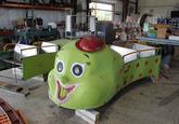 A Jolly Caterpillar in the process of getting a refurbishment from Ridewerks Inc. Owner and Location Unknown.