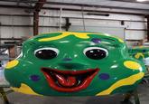 A closeup of the Jolly Caterpillar that has been refurbished by Ridewerks Inc. Owner and Location Unknown.