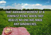THAT AWKWARD MOMENT AT A FEMINIST PICNIC WHEN THEY REALIZE NO ONE HAS MADE ANY SANDWICHES