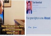 Tom Haverford Four green lights in a row. #blessed· Please read thetranscriptof your Twitter pageleadingup toand inmediately following yourcrash