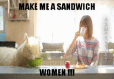 This gif show a lama eating with a cute japanese girl, with the caption “Make Me A Sandwich”. Taken from “Aoi Yamazaki – Futari de Arukeba” music video.