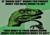 IF "BRAIN FART MEANS YOU FORGOT WHAT YOU WERE GOING TO SAY THEN WHAT IS YOUR BRAIN DOING WHEN YOU REMEMBER WHAT TO SAY? imgiip.com