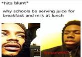 thits blunぜ why schools be serving juice for breakfast and milk at lunch