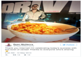 BES Ryan McHenry @RyanWMcHenry Follow Thank you Internet! I'm celebrating today's success with this bowl of cereal! Thanks to everyone who's sharing 6:30 AM - 10 May 2013 13 ★13