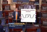 "Source":http://thehill.com/blogs/blog-briefing-room/news/242882-murphy-slams-gop-with-a-tu

"Murphy used the symbol to suggest his disgust with GOP arguments about a response to a Supreme Court case that could leave millions without subsidies used to buy healthcare via ObamaCare exchanges.

"The Supreme Court is considering whether to not allow people to get subsidies on the federal ObamaCare exchange in the King v. Burwell case.

"“The Republican response to King v. Burwell is simply to repeal the Affordable Care Act,” Murphy said from the Senate floor. His speech included a sign that said “the Republican King v Burwell plan summarized: ¯\_(ツ)_/¯ .”"