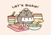 Let's Let's Bake Pusheen.com Cat Kitten text food clip art font meal