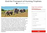 Change.org Petition to End Transport of Hunting Trophies "source":https://www.change.org/p/fedex-end-the-transport-of-hunting-trophies?recruiter=1017962&utm_source=share_petition&utm_medium=copylink