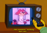 200 channels..nothing but cats."