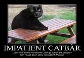 Catbär is starting to become a little impatient...

https://www.facebook.com/Catb%C3%A4r-221260377961841/