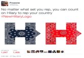 @Wamzy No matter what set you rep, you can count on Hilary to rep your country #NewHillaryLogo 28 农83 E2 E2 RETWEETSLIKES 1,247 1,405點. ? 최. 2:05 AM-27 Dec 2015
