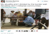 Christian Ramirez な Follow My abuelita and I divided by the border wall Abuelitas don't militarize communities #NotMyAbuela 653 951 12:51 AM-23 Dec 2015