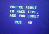 Hack Time YOU RE ABOUT TO HACK TIME, ARE YOU SURE? VES NO