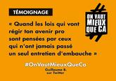 "source : Facebook - On vaut mieux que ça":https://www.facebook.com/OnVautMieux/photos/a.981580365212681.1073741828.979969485373769/981611691876215/?type=3&theater

"When bills that will govern your professionnal life are written by those who never passed a single job interview in their life" - Guillaume B. on Twitter