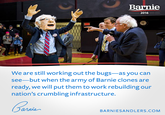 Barnie 2016 We are still working out the bugs-as you can see-but when the army of Barnie clones are ready, we will put them to work rebuilding our nation's crumbling infrastructure. Saai BARNIESANDLERS.COM