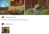 mortysmithsanchez are those skeletal remains in nana's backyard yeffyaboyuice