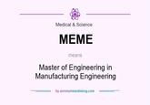 Medical & Science MEME means Master of Engineering in Manufacturing Engineering by acronymsandslang.com