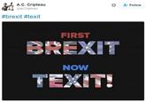 A.C. Cripteau @acCripteau な Follow #brexit #texit FIRST BREXIT NOW TEXIT