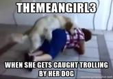 themeangirl3 when she is caught trolling by her dog Crazy Kathy being owned as usual...