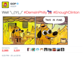 The Republican Party's Review of DNC Day One Tweeted by Republican National Committee
Artwork Credit: "KC Green":/memes/kc-green