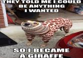 THEY TOLD ME I COULD BE ANYTHING IWANTED SOIBECAME A GIRAFFE