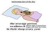 interesting fact of the day the average persorn swalloWS 3 hinges with Ball Tip Finials classic style 4" brass Door in their sleep every year